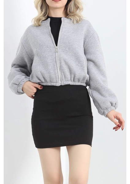3 Iplik Fermuarlı Sweat Gri - 20938.1554.