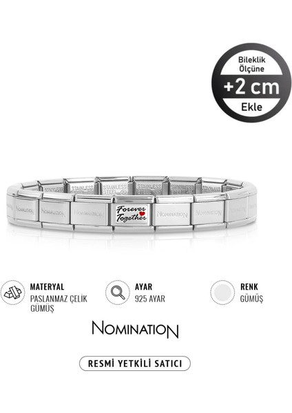 Italy Composable 925 Ayar Gümüş Forever Together ve Çelik Bileklik Sılver