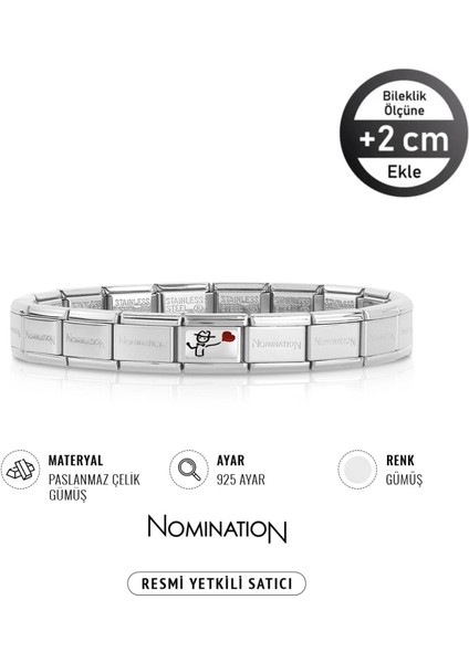 Italy Composable 925 Ayar Gümüş Karikatür Adam Love Balon ve Çelik Bileklik Sılver