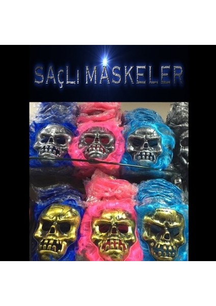 Saçlı Iskelet Yüzlü Maskeler