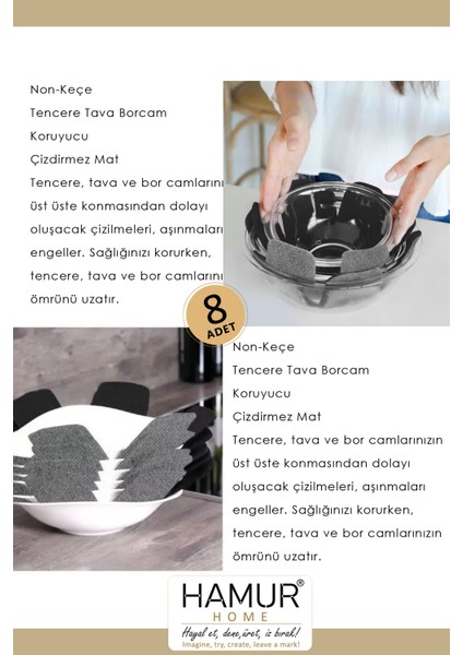 Tencere Tava Borcam Koruyucu Çizdirmez Non Keçe 8'lü Set Çizilmeye Darbeye Karşı Dayanıklı Koruma fiyatları