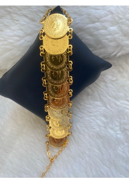 Altın Görünümlü On Sıralı Çeyrekli Bileklik fiyatları