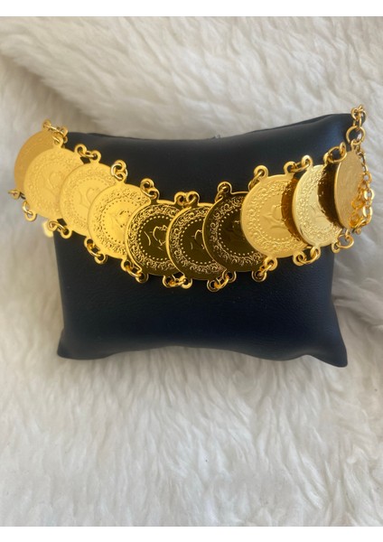 Altın Görünümlü On Sıralı Çeyrekli Bileklik modelleri