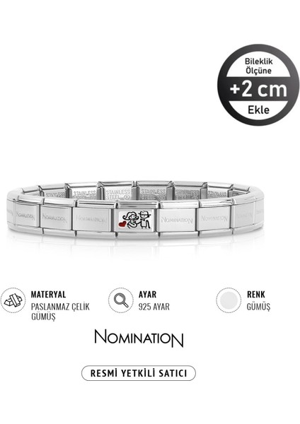 Italy Composable 925 Ayar Gümüş Karikatür Hamile ve Çelik Bileklik Sılver