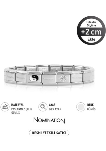 Italy Composable 925K Gümüş Yin Yang & 925K Gümüş Pusula Yıldız Paslanmaz Çelik Silver Sılver