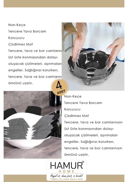 Tencere Tava Borcam Koruyucu Çizdirmez Non Keçe 4'lü Set Çizilmeye Darbeye Karşı Dayanıklı Koruma fiyatları