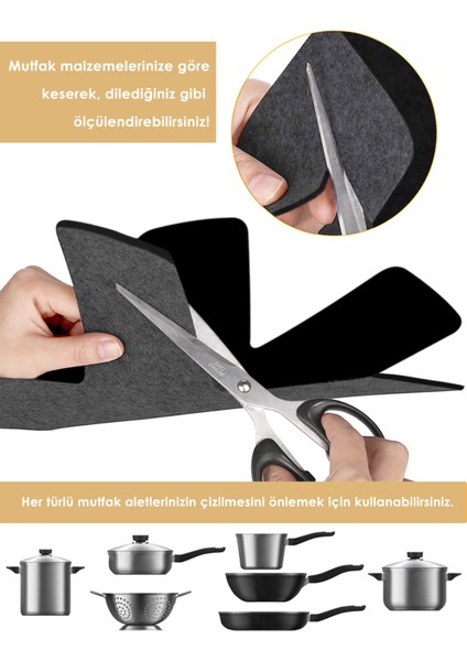 Tencere Tava Borcam Koruyucu Çizdirmez Non Keçe 4'lü Set Çizilmeye Darbeye Karşı Dayanıklı Koruma fırsatları