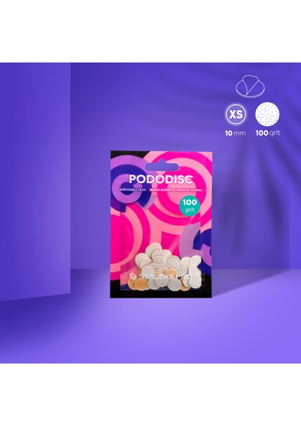 Pododısc Staleks Pro Xs Pedikür Disk Için Yedek Beyaz Törpüler, 100 Grit (50 Adet)