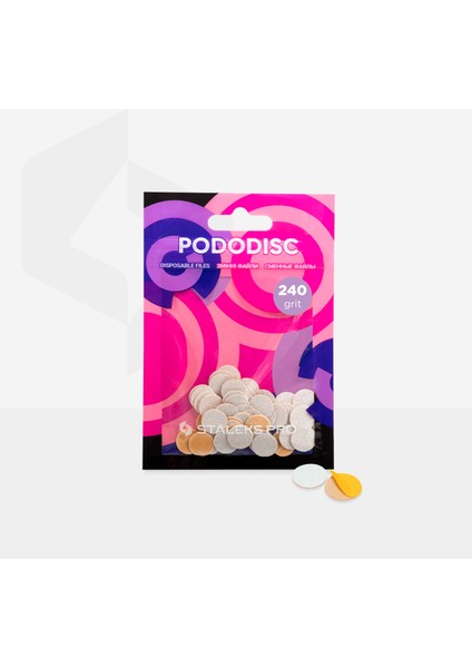 Pododısc Staleks Pro Xs Pedikür Disk Için Yedek Beyaz Törpüler, 240 Grit (50 Adet)