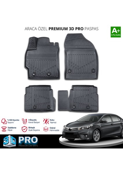 Toyota Corolla 3D Pro Havuzlu Paspas 2013-2018 A+ Kalite