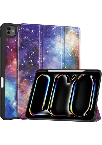 iPad Pro 13 (2024) Tablet Üç Katlı Standlı Deri Tpu Tablet Kılıfı (Yurt Dışından)
