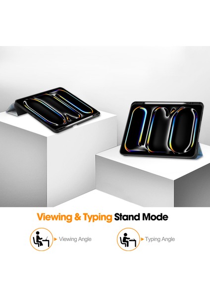 iPad Pro 13 (2024) Tablet Üç Katlı Standlı Deri Tpu Tablet Kılıfı (Yurt Dışından)