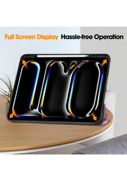 iPad Pro 13 (2024) Tablet Üç Katlı Standlı Deri Tpu Tablet Kılıfı (Yurt Dışından)
