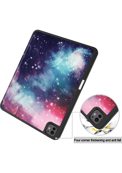 iPad Pro 13 (2024) Tablet Üç Katlı Standlı Deri Tpu Tablet Kılıfı (Yurt Dışından)