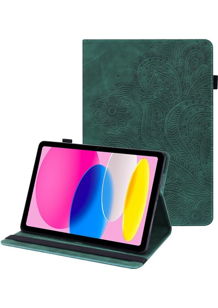 IPad 10.9 (2022) Için Çiçek Baskısı Otomatik Uyandırma Katlanabilir Standlı Pu Deri Kartı Tutucu Elastik Bantlı Damla Geçirmez Tablet Kılıfı (Yurt Dışından)