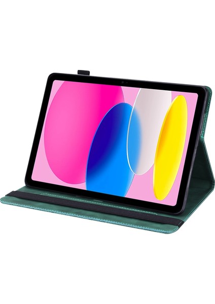 IPad 10.9 (2022) Için Çiçek Baskısı Otomatik Uyandırma Katlanabilir Standlı Pu Deri Kartı Tutucu Elastik Bantlı Damla Geçirmez Tablet Kılıfı (Yurt Dışından)