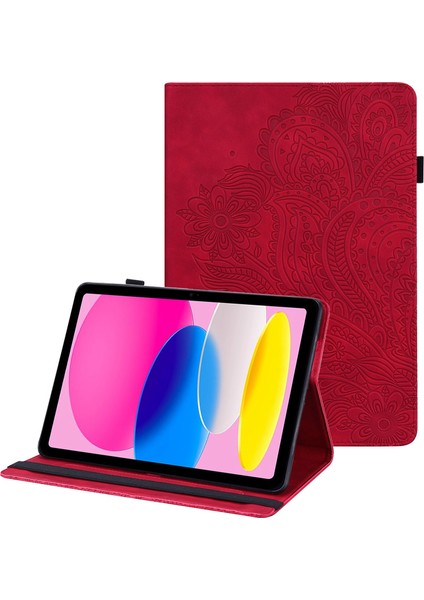 IPad 10.9 (2022) Için Çiçek Baskısı Otomatik Uyandırma Katlanabilir Standlı Pu Deri Kartı Tutucu Elastik Bantlı Damla Geçirmez Tablet Kılıfı (Yurt Dışından)