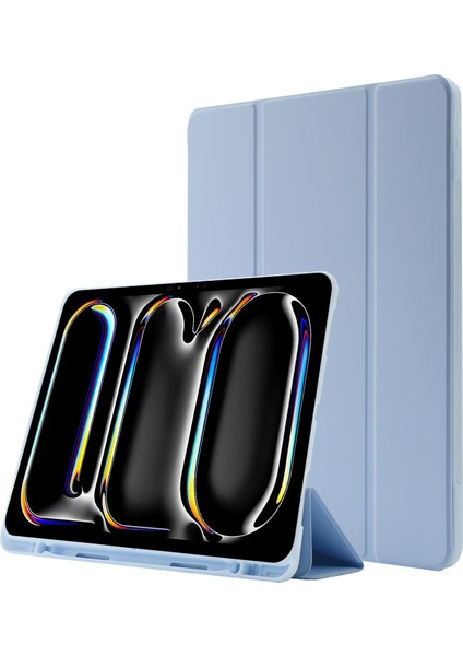 iPad Pro 13 (2024) Deri Dokunuşlu Deri Üç Katlı Standlı Tablet Kılıfı (Yurt Dışından)