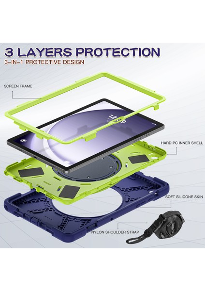 Samsung Galaxy Tab A9 Case Rotary Kickstandlı Kayışlı Tablet Kılıfı (Yurt Dışından) fırsatları