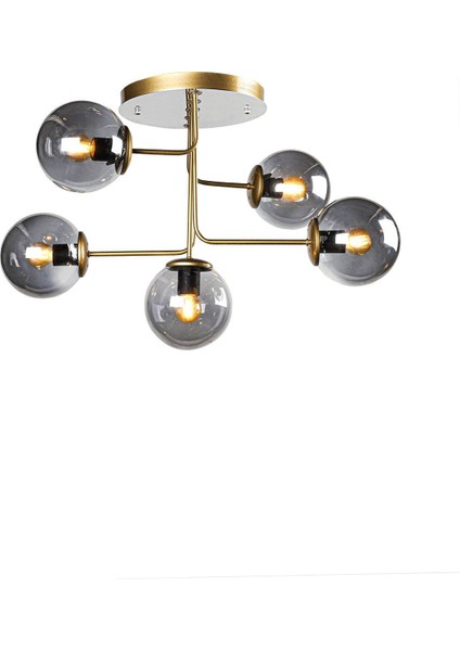 Hazeran 5.li Eskitme Füme Glop Camlı Avize