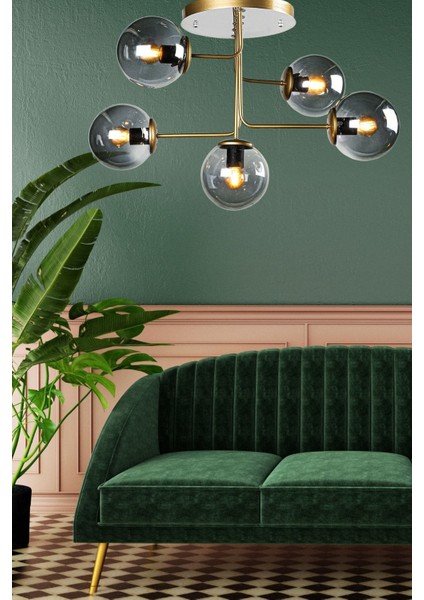 Hazeran 5.li Eskitme Füme Glop Camlı Avize fiyatları