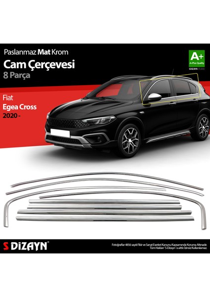 Fiat Egea Cross Krom Cam Çerçevesi 8 Prç. 2020 Üzeri Mat Krom A+ Kalite