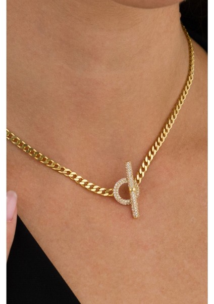 14 K Gold Kaplama 925 Ayar Gümüş T Kilit Choker Gurmet Zincir fiyatları