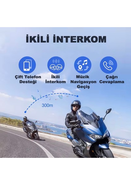 Y20 Max Motorsiklet Intercom Su Geçirmez Kask Intercom Rgb Bluetooth 5.3 2 Kişilik