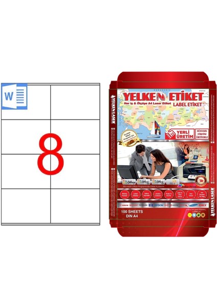 YN5374 Laser Etiket 8 'li 105X74