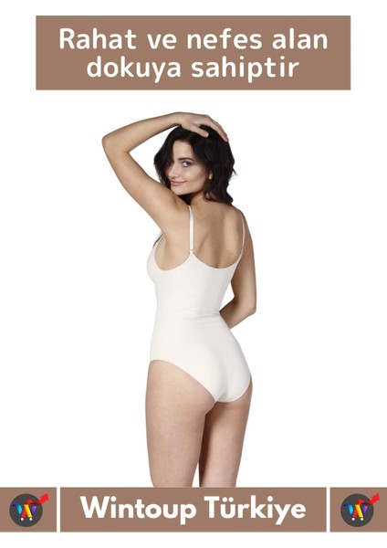 Özel Lazer Kesim Iz Göstermez Toparlayıcı Askılı Çıtçıtlı Push Up Slip Body Zıbın Korse