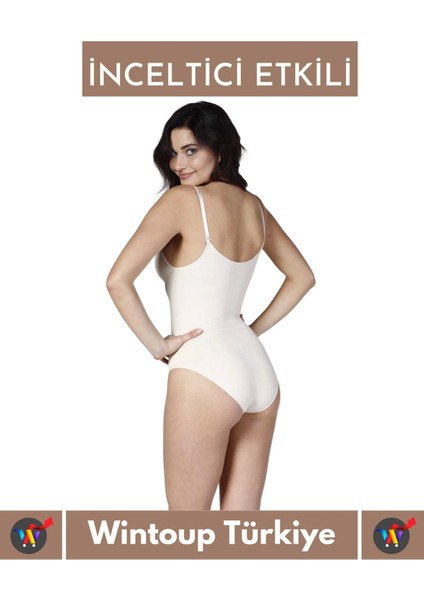 Özel Lazer Kesim Iz Göstermez Toparlayıcı Askılı Çıtçıtlı Push Up Slip Body Zıbın Korse