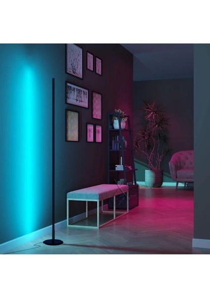 Dekoratif Minimalist LED Lambader Animasyonlu Kumandalı 256 Renk Köşe Lambası