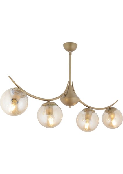 Germaine 4'lü Sıralı Eskitme Bal Camlı Modern Oturma Odası Salon Avize modelleri