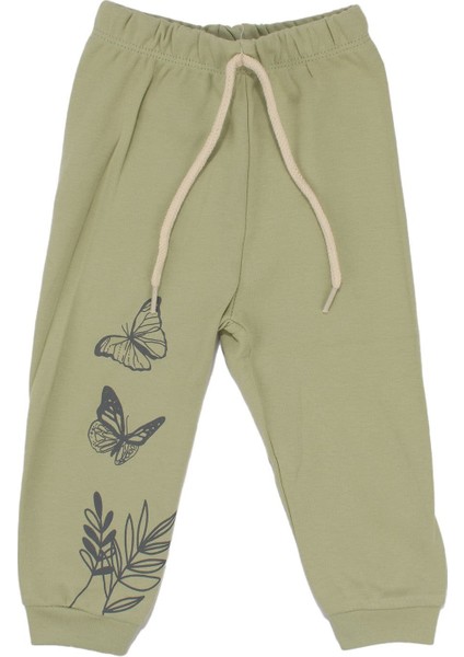 Kız Çocuk Ekru Yeşil Kelebek Baskılı 2'li Pijama Takımı modelleri