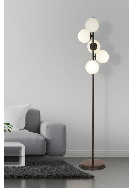 Uzel 5li Siyah Modern Tasarım Metal Lambader