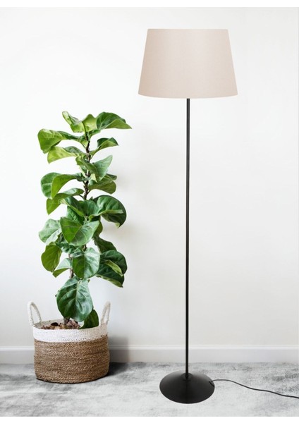 Metal Klasik Tek Ayaklı Lambader Siyah Krem 7403