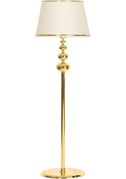 Vega Gold Kaplama Üçlü Küre Metal Lambader - Gold Şeritli S Krem