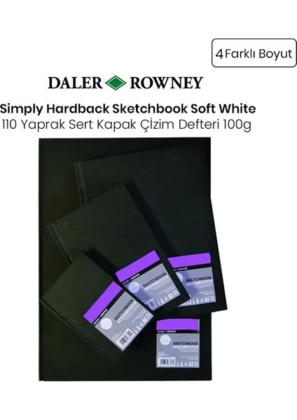 Daler Rowney Simply Hardback Sketchbook Soft White Sert Kapak Çizim Defteri 110 Yaprak 100 gr