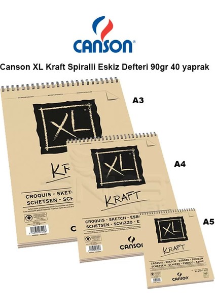 Xl Kraft Spiralli Eskiz Defteri 90 gr