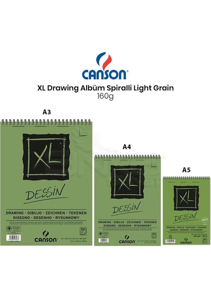 Xl Dessin Albüm Spiralli Light Grain 160 gr