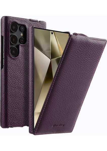 Samsung Galaxy S24 Ultra Hakiki Inek Deri Telefon Kılıfı (Yurt Dışından)