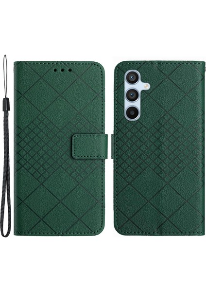 Samsung Galaxy M35 5g Eşkenar Dörtgen Litchi Doku Deri Telefon Kılıfı (Yurt Dışından)