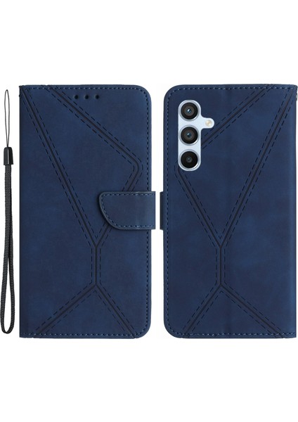 Samsung Galaxy M35 5g Cilt Dokunuş Hatları Pu Deri Telefon Kılıfı (Yurt Dışından)