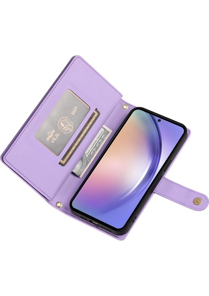 Samsung Galaxy A54 5g Fermuarlı Telefon Deri Kılıf Askılı (Yurt Dışından)