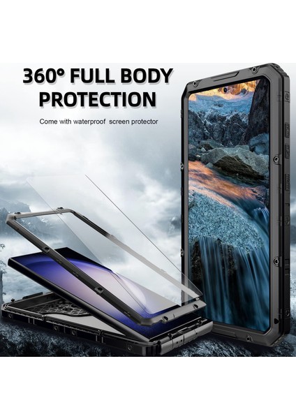 Samsung Galaxy S24 Ultra Silikon + Alüminyum Alaşımlı Kickstand IP68 Su Geçirmez Kapak (Yurt Dışından)