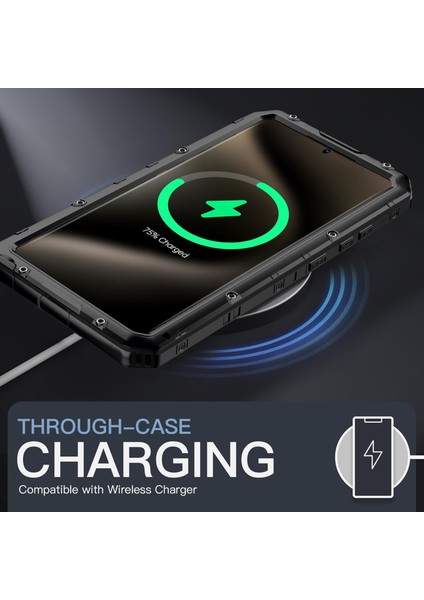 Samsung Galaxy S24 Ultra Silikon + Alüminyum Alaşımlı Kickstand IP68 Su Geçirmez Kapak (Yurt Dışından)