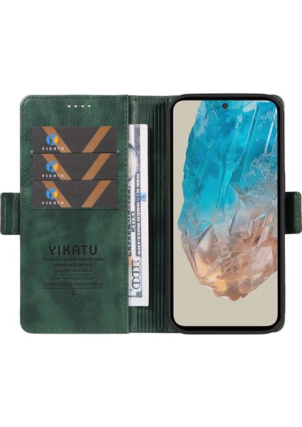 Samsung Galaxy M35 5g Kart Tutucu Litchi Doku Deri Telefon Kılıfı (Yurt Dışından)