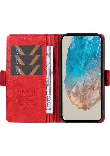 Samsung Galaxy M35 5g Kart Tutucu Litchi Doku Deri Telefon Kılıfı (Yurt Dışından)