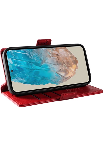 Samsung Galaxy M35 5g Kart Tutucu Litchi Doku Deri Telefon Kılıfı (Yurt Dışından)