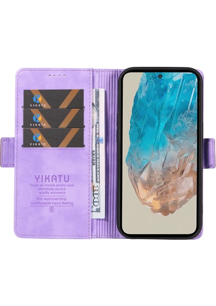 Samsung Galaxy M35 5g Kart Tutucu Litchi Doku Deri Telefon Kılıfı (Yurt Dışından)